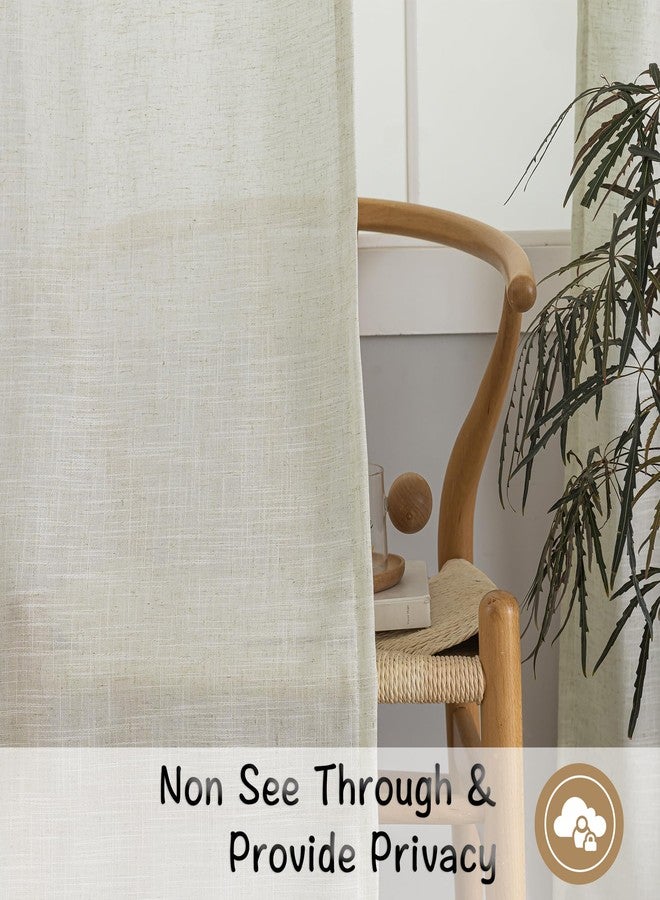 DONREN 94 Inch Length Curtains Natural Linen Back Tab Hook Belt Loops Privacy Semi Sheer Living Room Curtains,2 Panels Ivory White Modern Cottage Vintage Style Light Filtering Window Treatment Curtains - Image 5